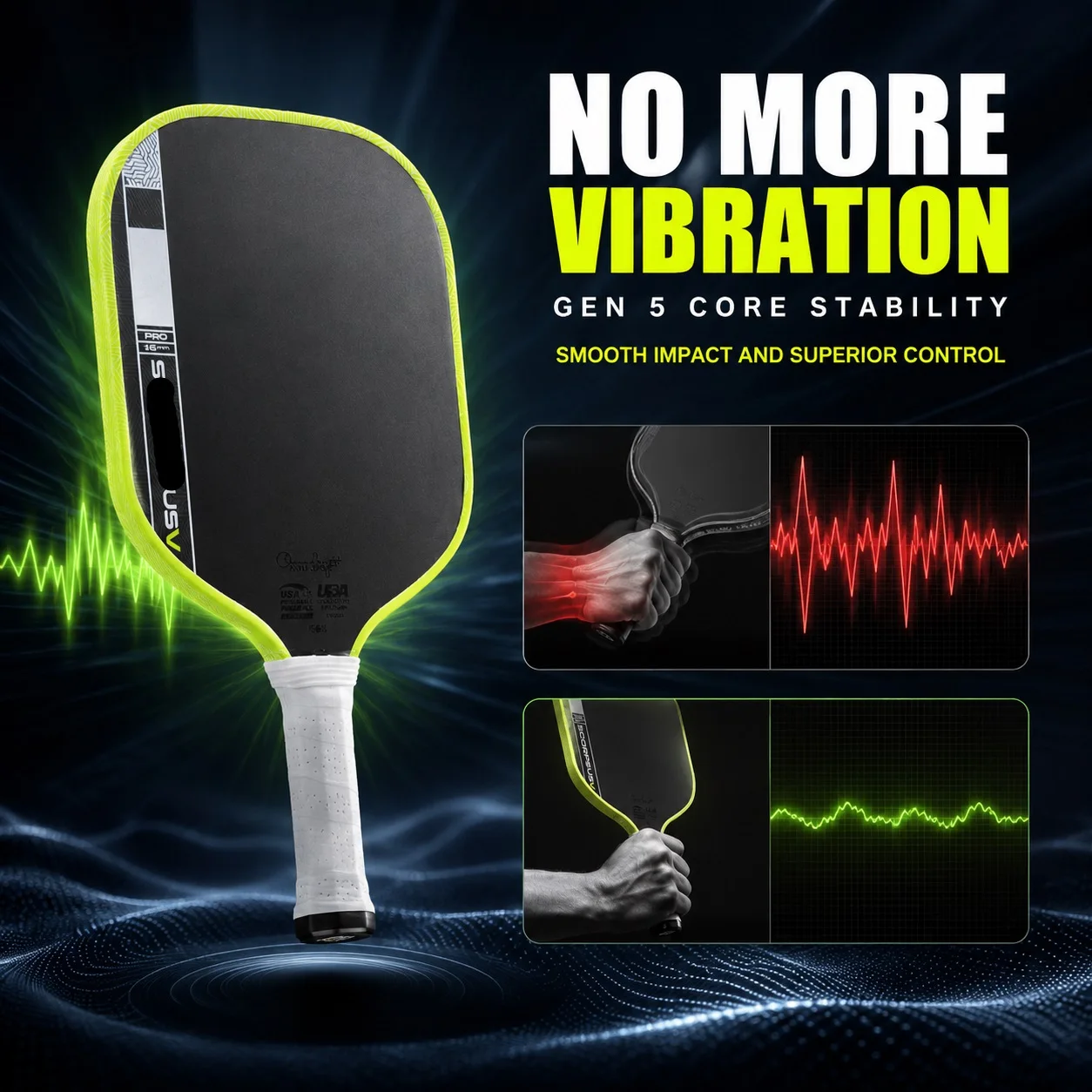WNONSO Pro V Gen5 Series Widebody Carbon Fiber Pickleball Paddle Maximum Sweet Spot for Stable Forgiving Play