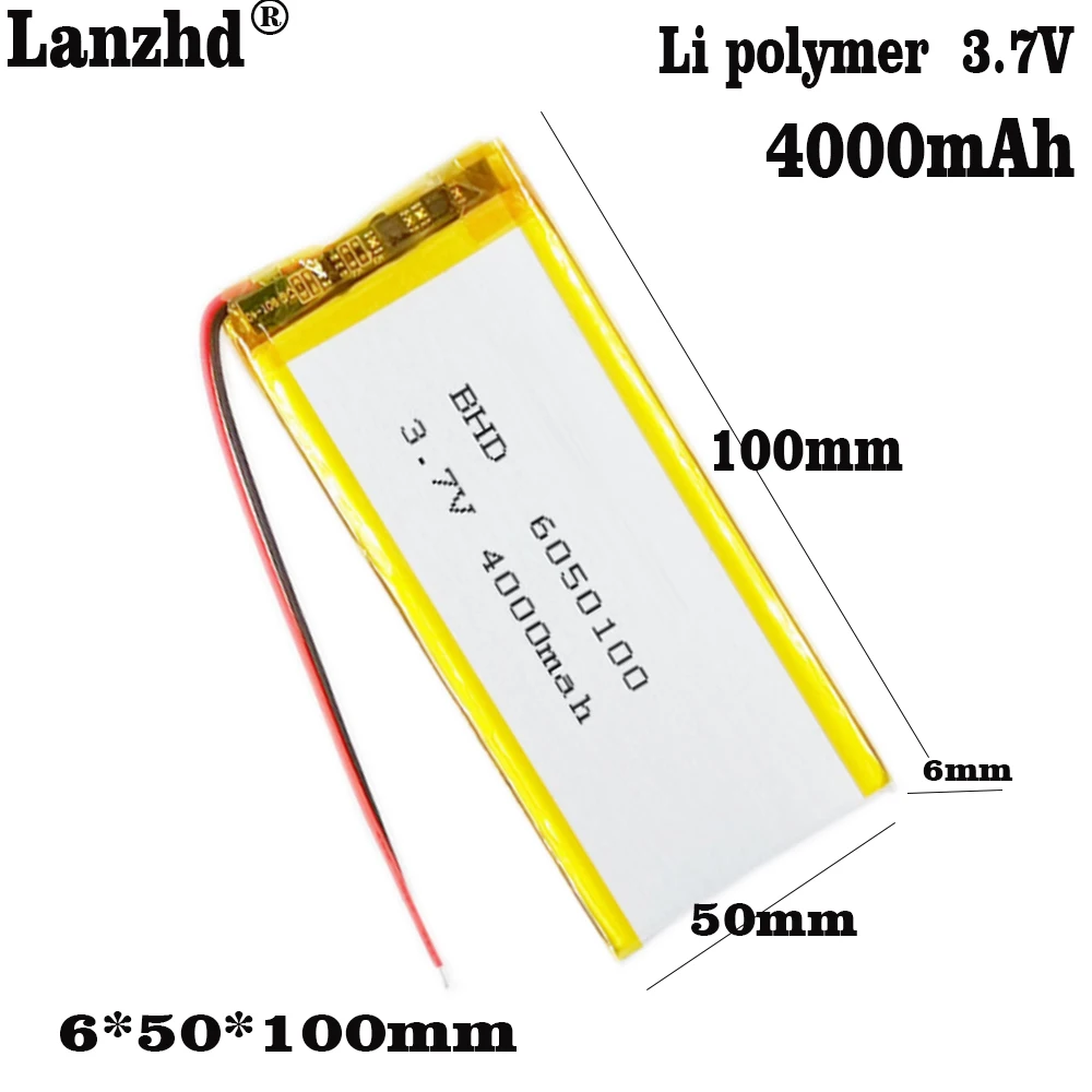 

1-12pcs Li Po 3.7V 4000mAh 6050100 Polymer Lithium Rechargeable Battery For GPS PSP DVD