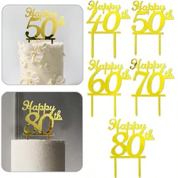 Simple Numbers 40 50 60 70 80th Acrylic Cake Topper For Anniversary Birthday Party Cake Topper Cake Decorations