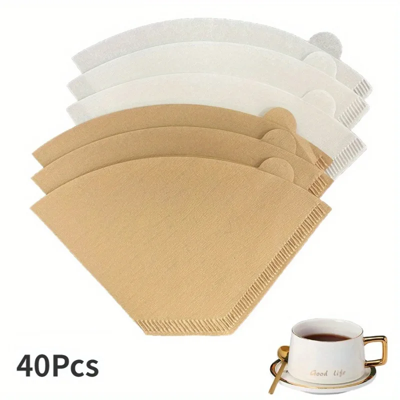 

40 шт. конусные фильтры для кофе, бумажные фильтры для кофе, кофе, 2-4 чашки, одноразовая капельная бумага для наливания, аксессуары для кофеварок