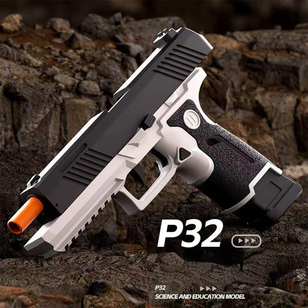 P32 Toy Gun Stress Shot Gun Toy For Kids Boy Automatic Shell Ejection Toy Guns With Soft Bullets