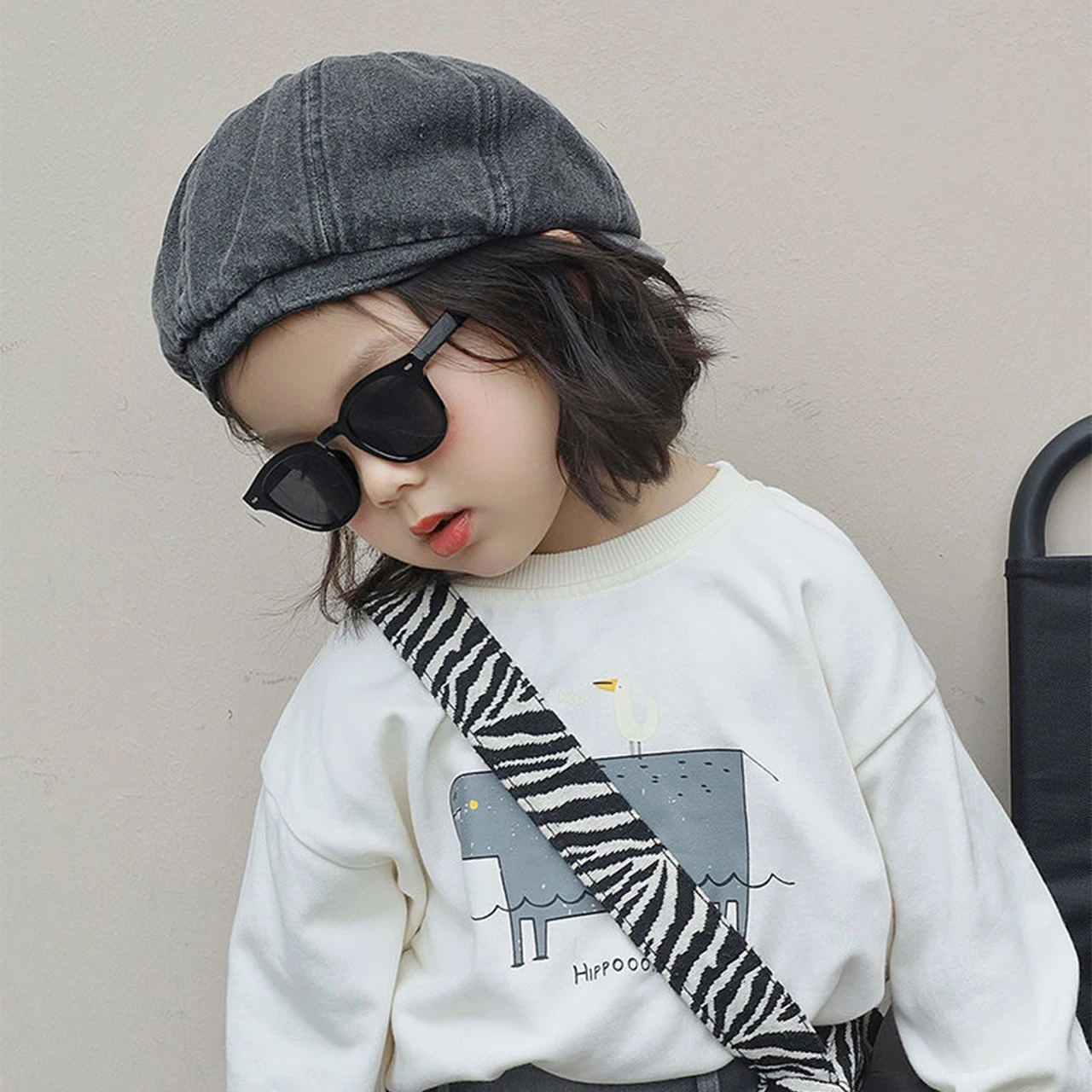 Fashion Retro Denim Beret 2-7Year Kids Newsboy Cap Boys Girls Spring Autumn Sunshade Duck Tongue Hat Children Baby Sun Hats view 3