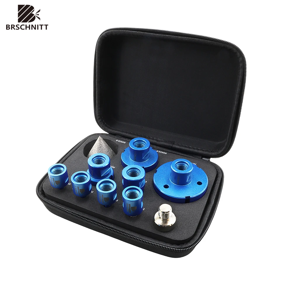 BRSCHNITT-Diamond Tile Drill Bits Set Milling Bit Adapter Granite Marble Stone Ceramic Porcelain Drill M14 Thread 10Pcs/Kit Tool