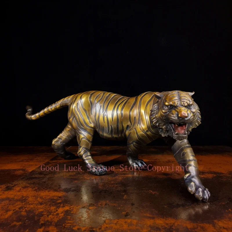 

50cm large christmas great master Original flash Jaguar tiger bronze Sculpture home office business animal TOP Ornament