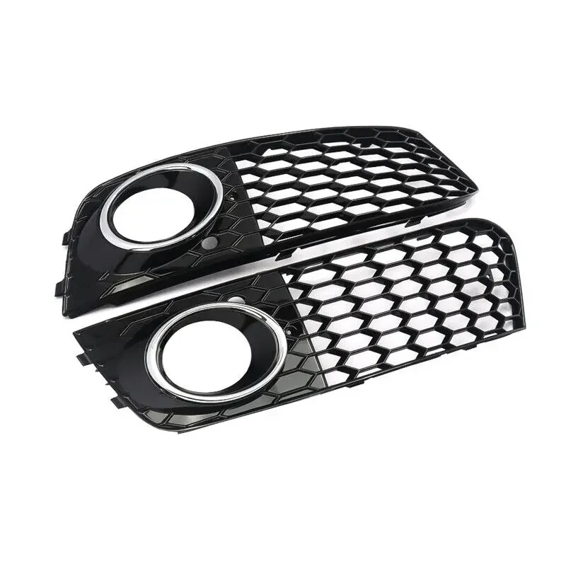 Honeycomb Car Front Grill Mesh For Audi A4 B8 2008-2012 RS4 Style Grille Fog Light Cover Car Accessories 8KD807682 8KD807681