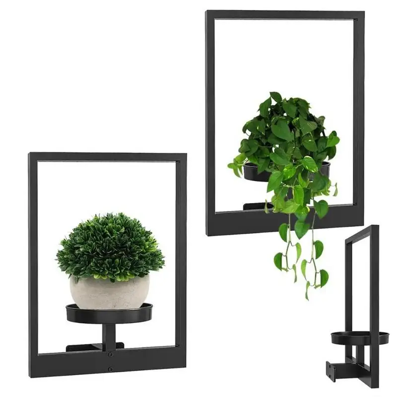 1PC Photo Frame Wall Planter Wall Mounted Succulent Planter Stylish Metal Window Plants Holder For Home Decor Display Stands