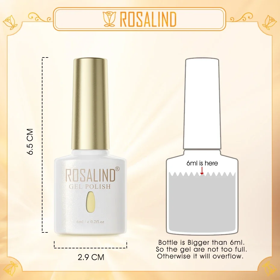 ROSALIND czerwony żelowy lakier do paznokci UV 6/10ML półtrwałe lakiery hybrydowy Manicure baza Top Coat Nails Art