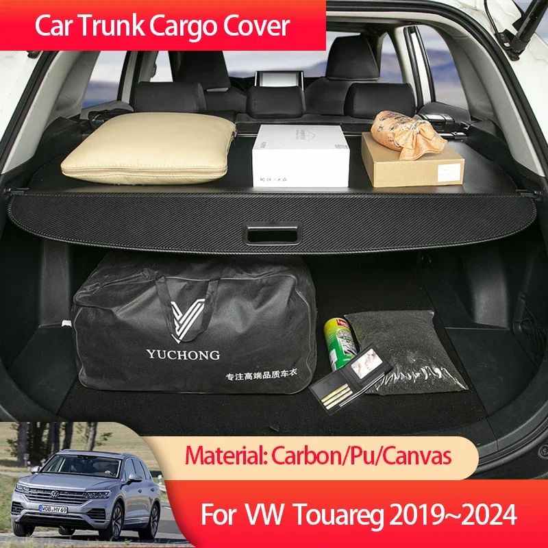 

For Volkswagen VW Touareg CR MK3 2019~2024 2020 Car Trunk Cargo Cover Luggage Storage Rear Boot Tray Security Shielding Shade