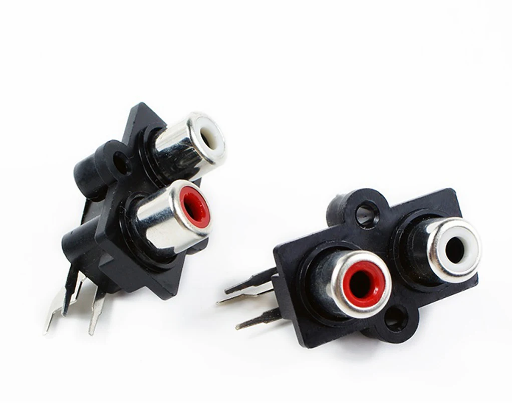 2x Vrouwelijke Rca Jack Stereo Dubbele Lassen Aereo Panel Montage