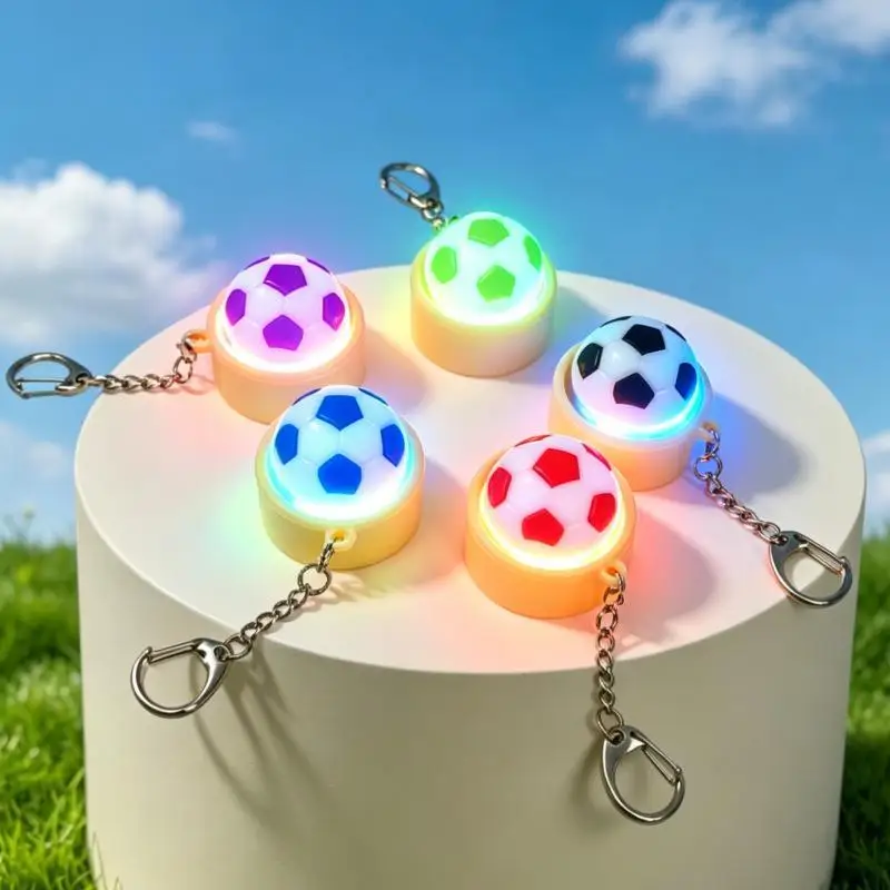 New Mini LED Glowing Soccer Keychain With Colorful Lights Durable Metal Hook Perfect For Bag Decor Football Fans Gifts