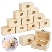 Unfinished Wooden Box DIY Pine Wood Treasure Chest With Locking Clasp Hinged Lid Jewelry Storage Box Keepsake Gift Wooden Case