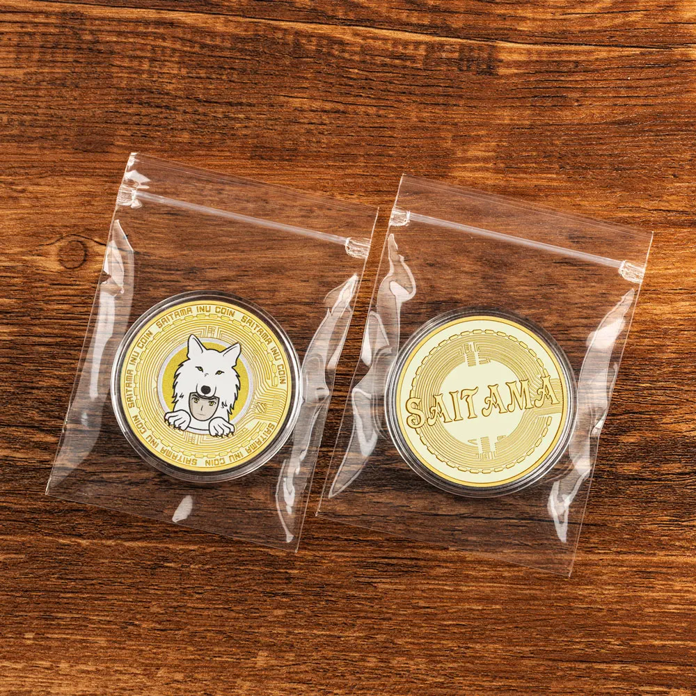 Saitama INU Crypto Souvenir Coins Digital Money Golden Plated Cryptocurrency Gifts for Collection Coin