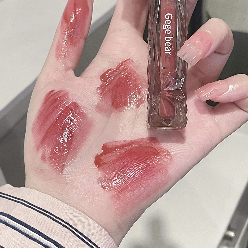 Espelho de cristal água Lip Gloss, esmalte transparente, gloss lip óleo, batom líquido impermeável, sexy matiz clara, maquiagem cosméticos