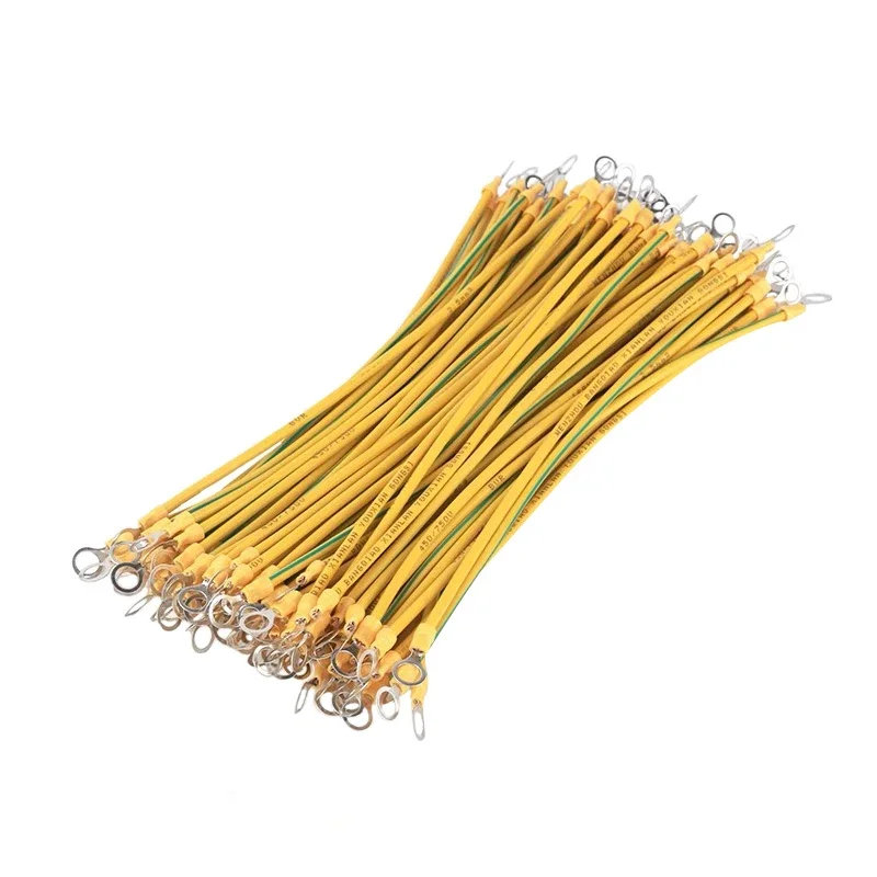 100pcs/lot BVR Yellow-Green Solar Photovoltaic Grounding Wire Terminals 2.5mm² Distribution Box Bridge Soft Copper Wire