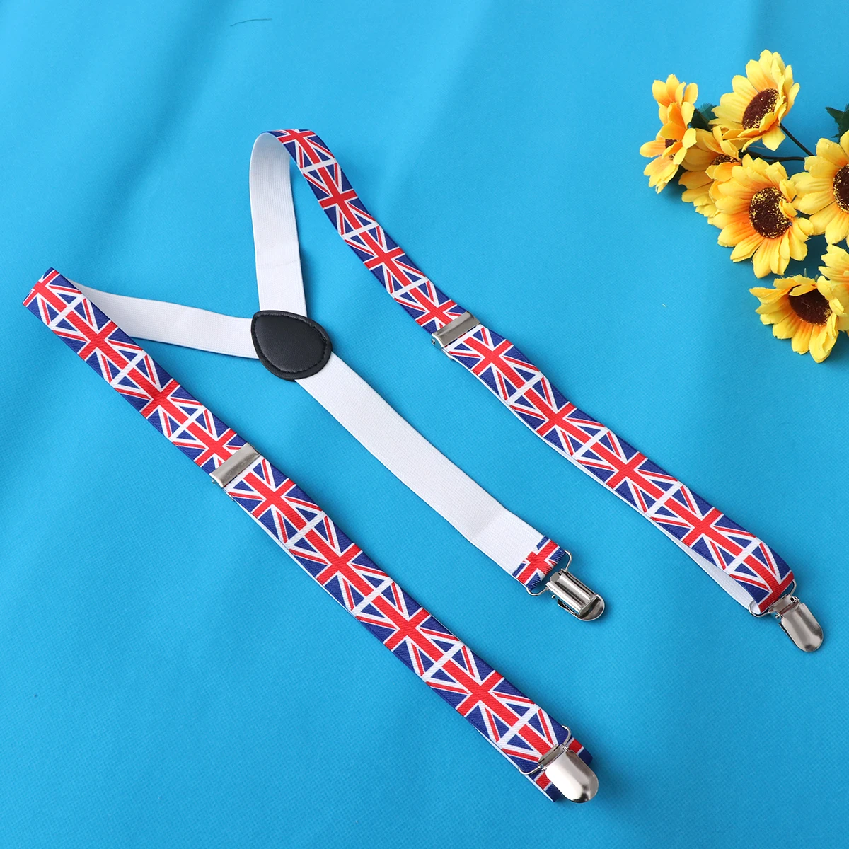 

2 Pcs Unisex UK Flag Elastic Suspenders Clip-on Adjustable Braces for Casual Wear Stylish and Comfortable