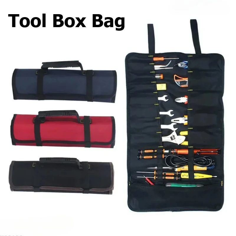 Oxford Canvas Tool Roll Bag Utility Handle Bag Multi Compartment Chisel Electrician Carrying Toolkit Instrument Packing Case