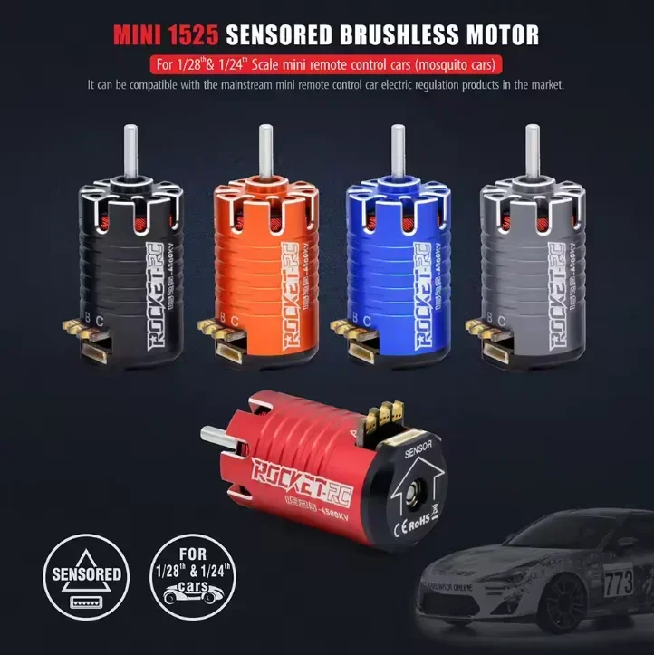 ROCKET-RC KIWAMI 30A ESC Mini1525 3500/4500/5500/6800KV Motor Sensored Brushless Combo for 1/28 1/27 Scale RC Cars Mosquito Cars