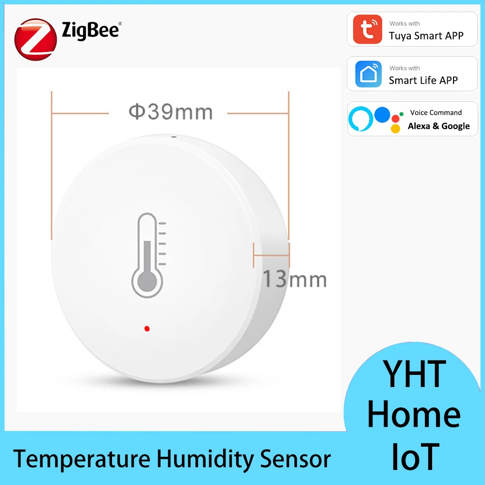 CR2450 Battery Tuya ZigBee Temperature And Humidity Sensor Detector Hygrometer Controller Alexa Google Smart Life APP Control