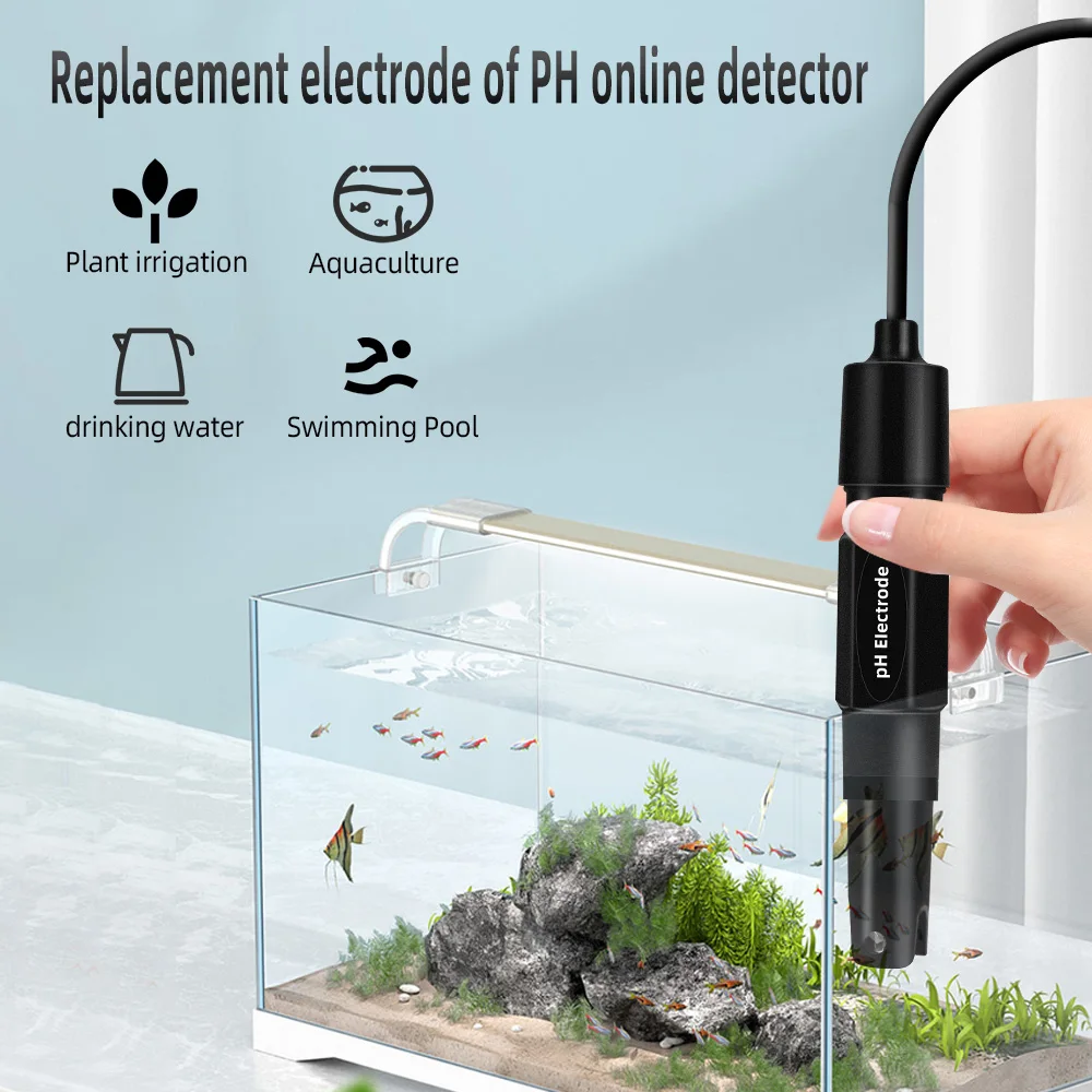 

1.2m/2m PH Electrode pH Replacement Probe for Aquarium Hydroponic Laboratory Electrode Ph Meter Potential Test for pH201H