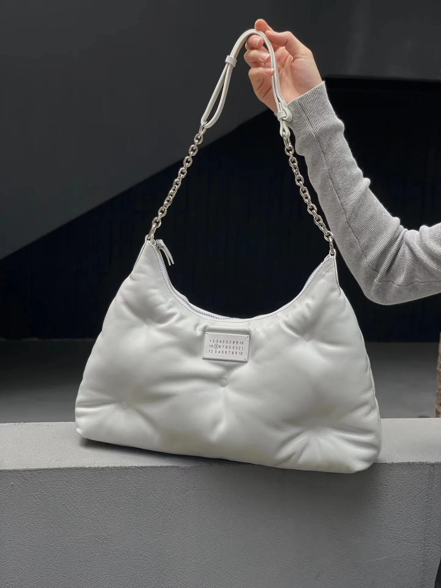 SEMALAYA 2024 Niche design large underarm bag lazy casual shoulder bag crossbody bag Cloud bag real sheepskin