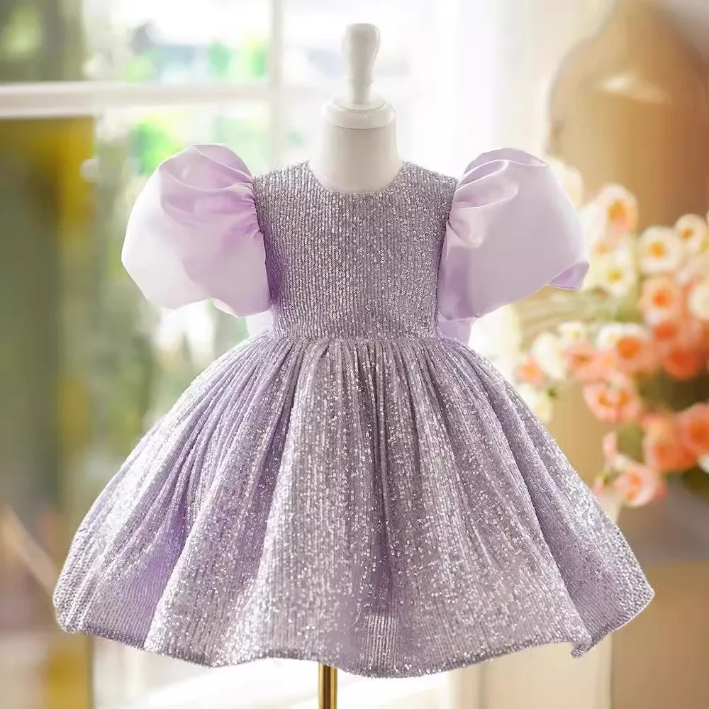 

Purple Big Bow Princess Tutu Toddler Birthday Party Newborn Christening Children Baptism Baby Girls Clothes Kids Summer Dresses