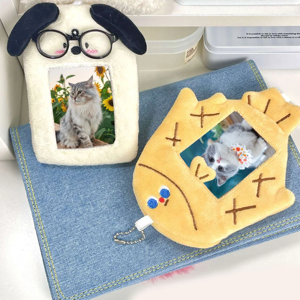 

Cartoon Photocard Holder Animal Series Soft Plush 3 Inch Photo Card Holder Bag Pendant School Stationery