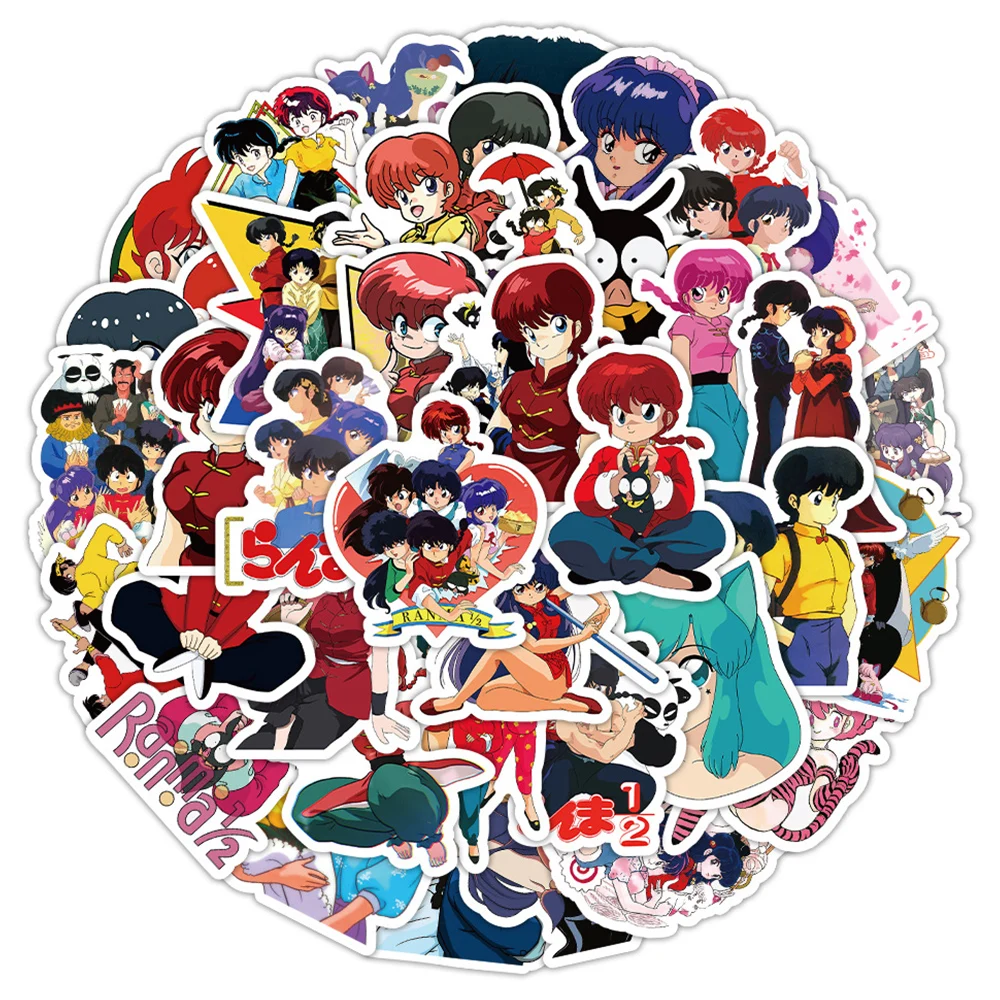 Paquete de 10/30/60 Pegatinas de Anime Ranma 1/2, Lindas Calcomanías de Akane, Dibujos Animados, para Decorar, para Guitarra, Maleta, Equipaje, Paquete de Pegatinas Clásicas de Manga