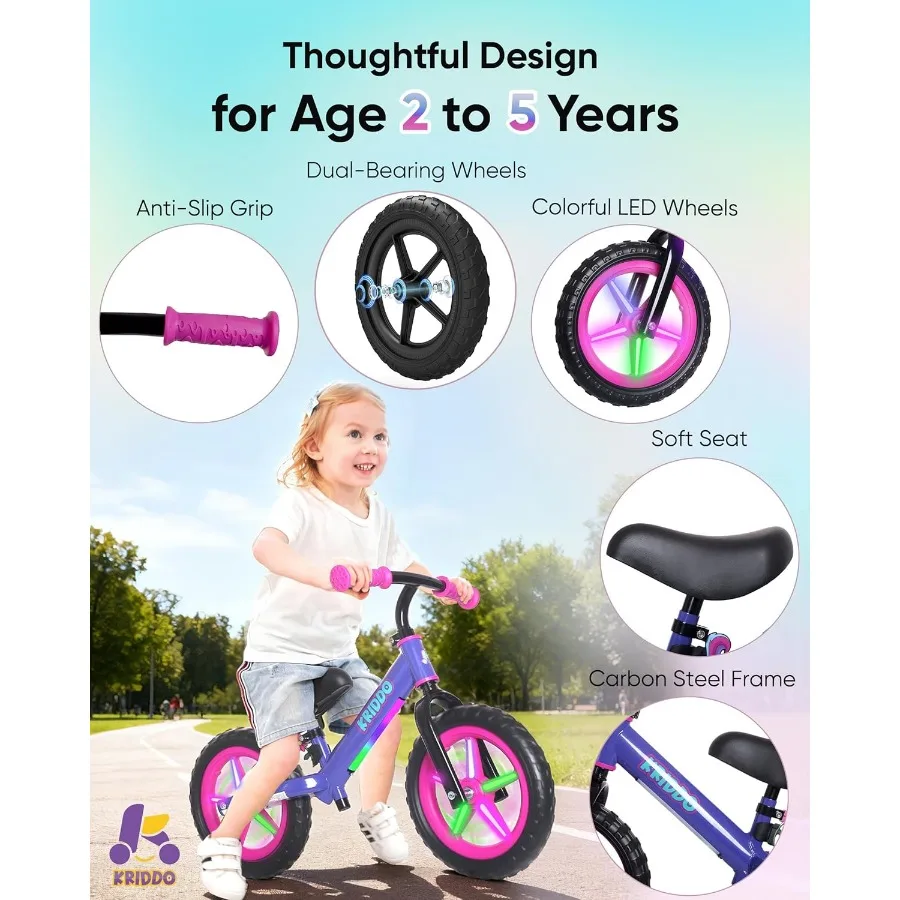 Balance Bike per bambini di 2 anni Balance Bike per 2-5 anni Doppio cuscinetto per una guida più liscia Adorabile piastra sedile regolabile