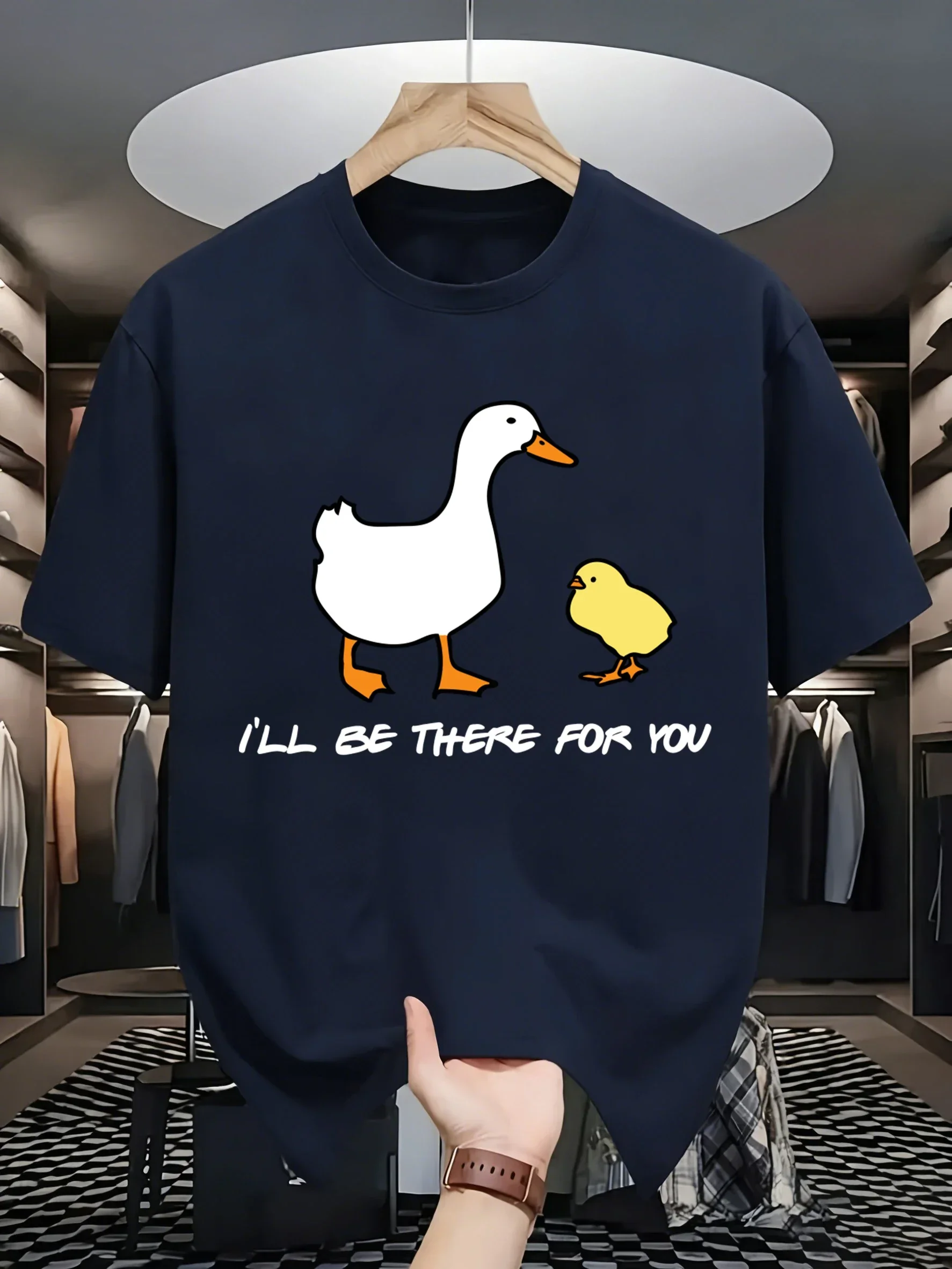 Goose Will Be There For You Printed Man Daily Commute T-Shirt O-Neck Summer T Shirts Hip Hop Loose Clothes Cotton Streetwear