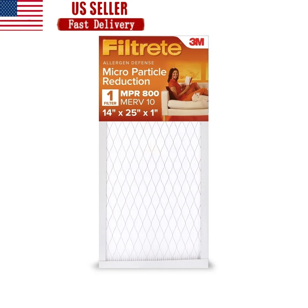 Filtro aria forno HVAC 14x25x1 MPR 800 MERV 10 Riduzione microparticelle pieghettate Qualità dell'aria domestica Confezione da 2