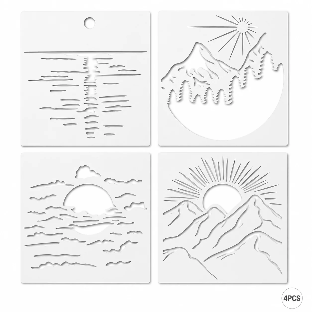 Sunset Mountain Landscape Stencils Set
