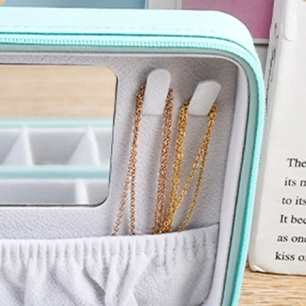 

PU Leather Trinkets Storage Organizer Large Capacity Solid Color Portable Jewelry Organizer Simple High Quality