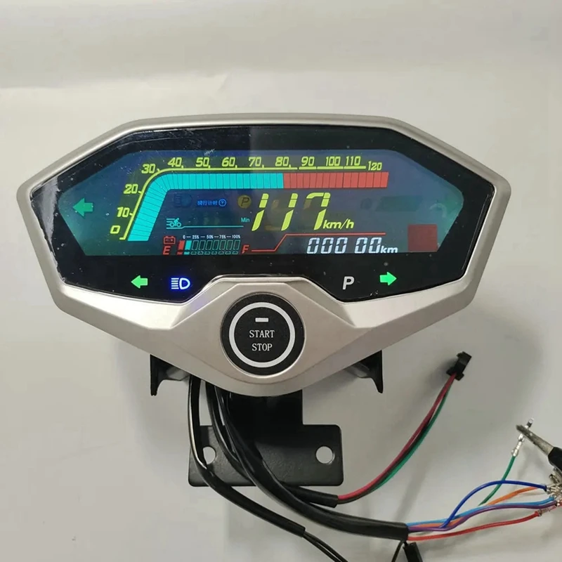 Electric Motorbike Dashboard Scooter Display Tricycle Speedometer 72V General Instrument With One Key Control Button