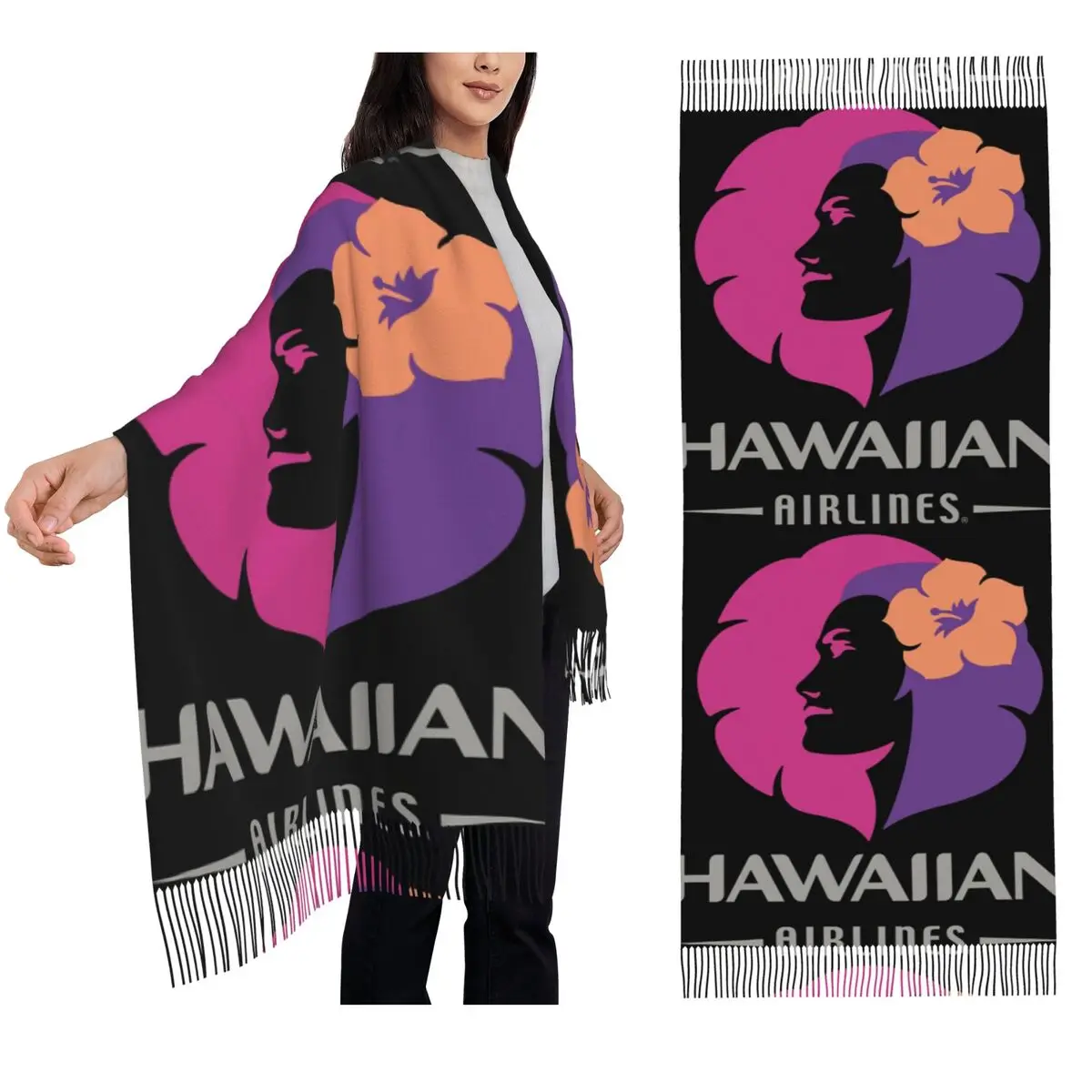 

Hawaiian Airlines Herc Travel End Of Southern Summer Sale Tassel Scarves Women Shawls and Wraps Long Fall Winter Shawl Wrap