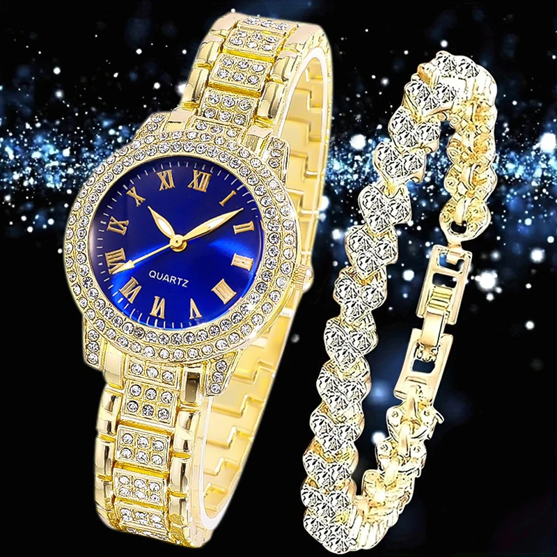 2Pcs Women's Watch Set, Ideal Gift For Festivals, Nice Gift For Ramadan, Eid Al‑Fitr, Easter, Graduation Season