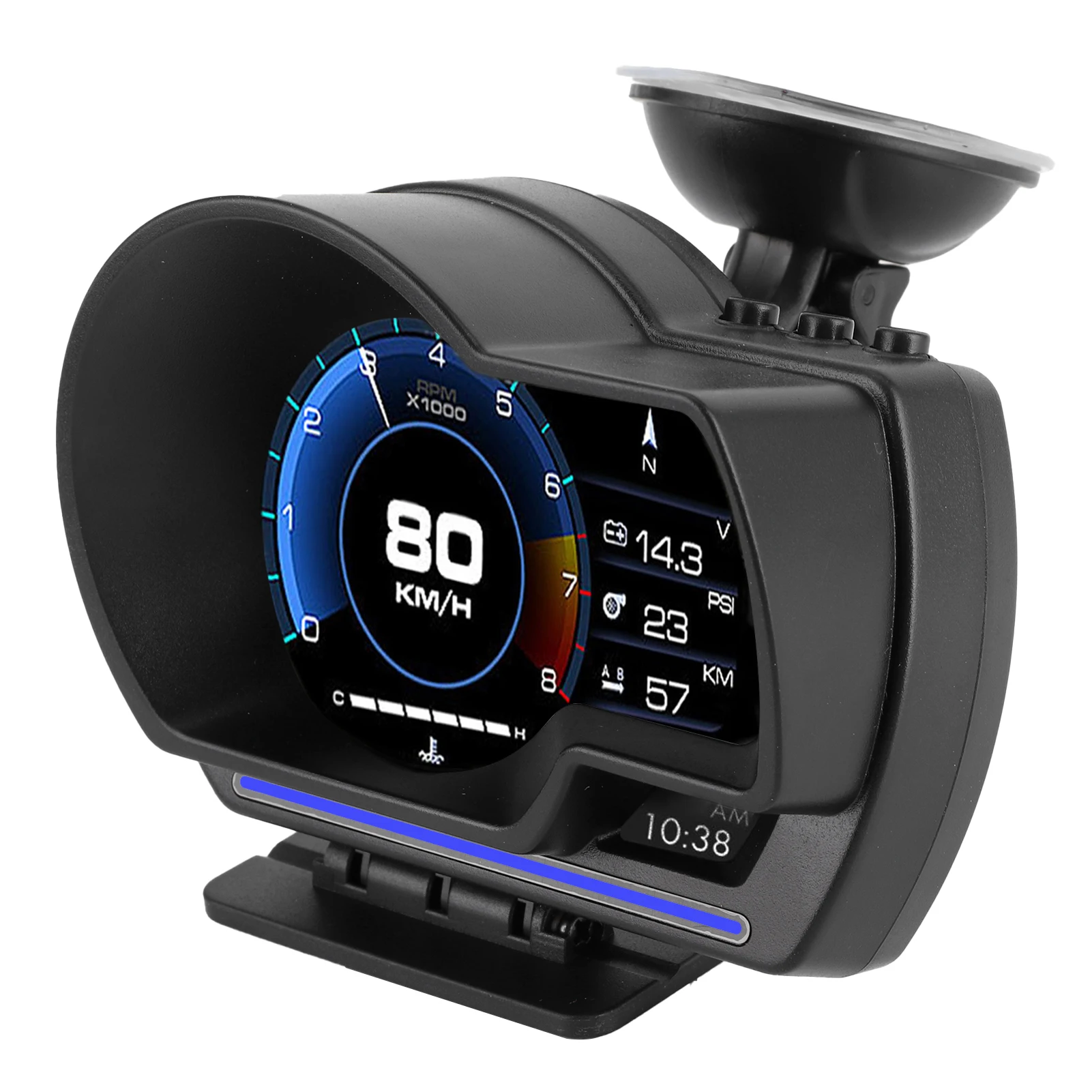 Obd2 + GPS مقياس ذكي للسيارة HUD عداد السرعة توربو RPM إنذار لسيارة شاحنة سرعة تحذير شاشة رقمية للرأس