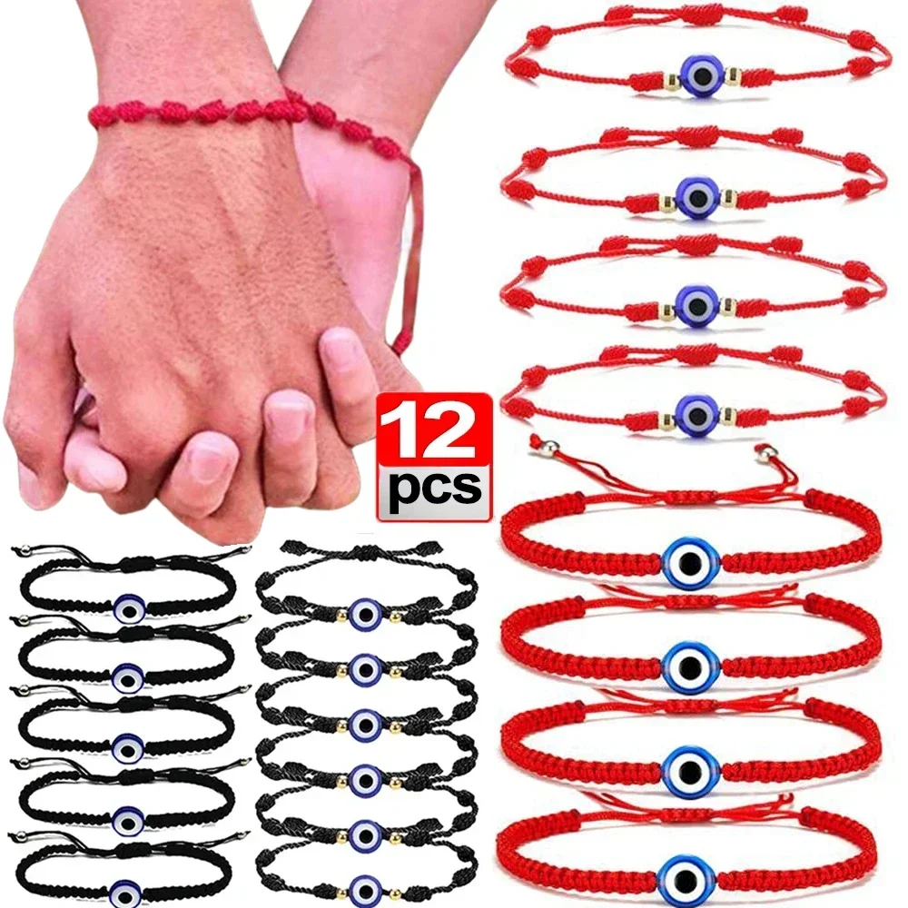 2024 Red Evil Eye String Bracelet for Lovers Protection Lucky Amulet and Friendship Handmade  Braid Rope Wristband Jewelry Gifts