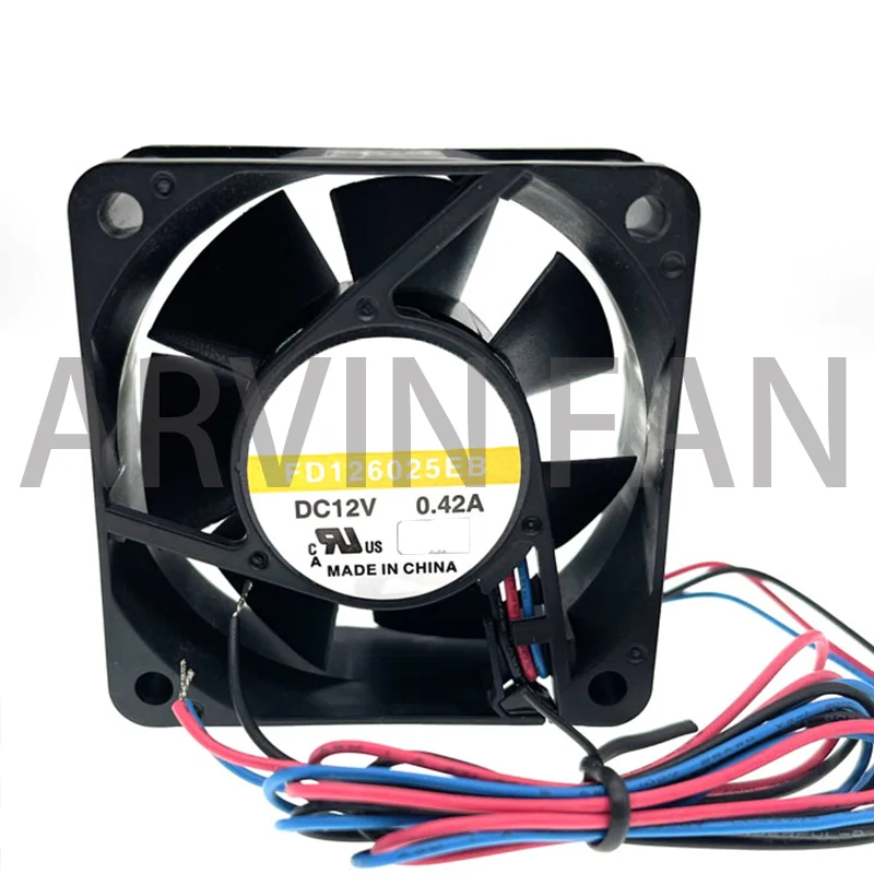 FD126025EB Cooling Fan 60mm 60X60X25mm 6cm 12V 5400RPM High Speed 3-Wire Alarm RD Signal Server Fans