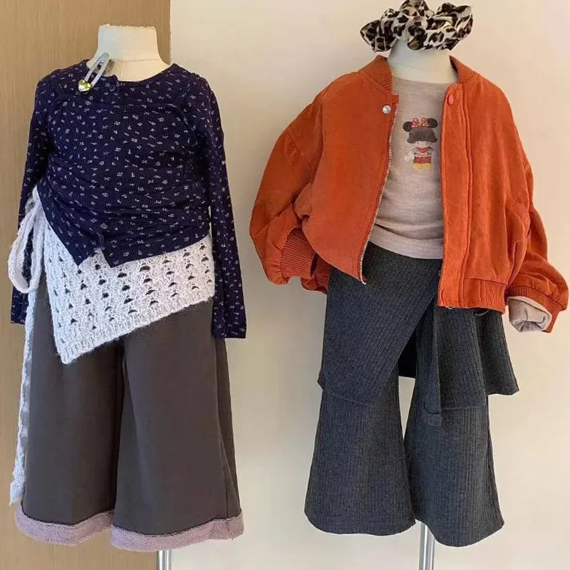 مجموعة جديدة للفتيات لعام 2025 طقم خريفي للأطفال من القطن الخالص مُزين بالزهور مكون من 3 قطع سروال بناتي فضفاض غير رسمي مقاوم للبعوض #2