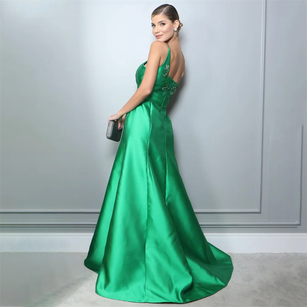 Lily A Line One Shoulder Chic Woman Evening Dress Gown Green Ball Gown Stain Embroidery Night Dresses Gown Custom robes de soiré