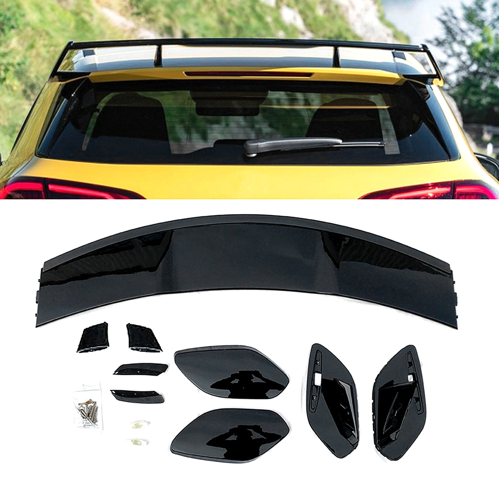 

Gloss Black Rear Roof Spoiler Wing Trunk Window Upper Lip For 2019-2024 Mercedes-Benz W177 A180 A200 A220 A250 A260 A35 A45 AMG