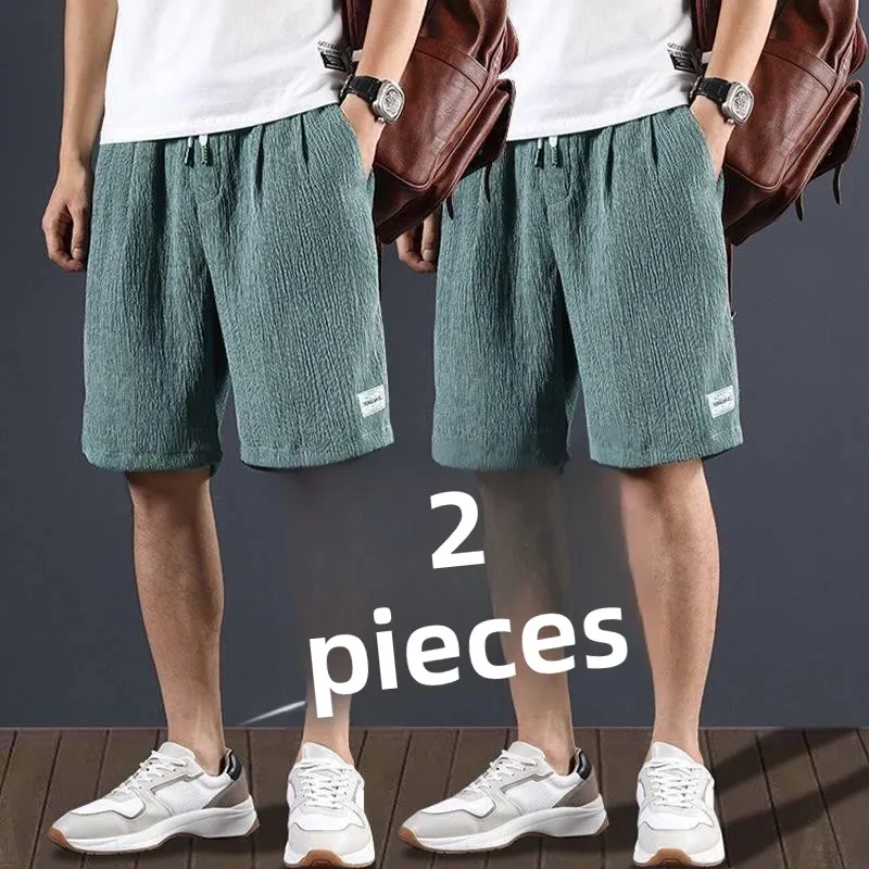 

Ice Silk Linen Men's Casual orts Ultra-Thin Loose Cotton Linen Summer Outdoor Wear Youth Faion Straight Leg Beach Pants