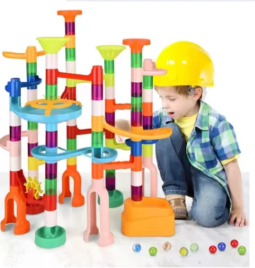 DIY Construction Marble Run Race Track Building Blocks Kids 3D Maze Ball Roll Toys Children Christmas Gift 45/93/113/142pcs Set