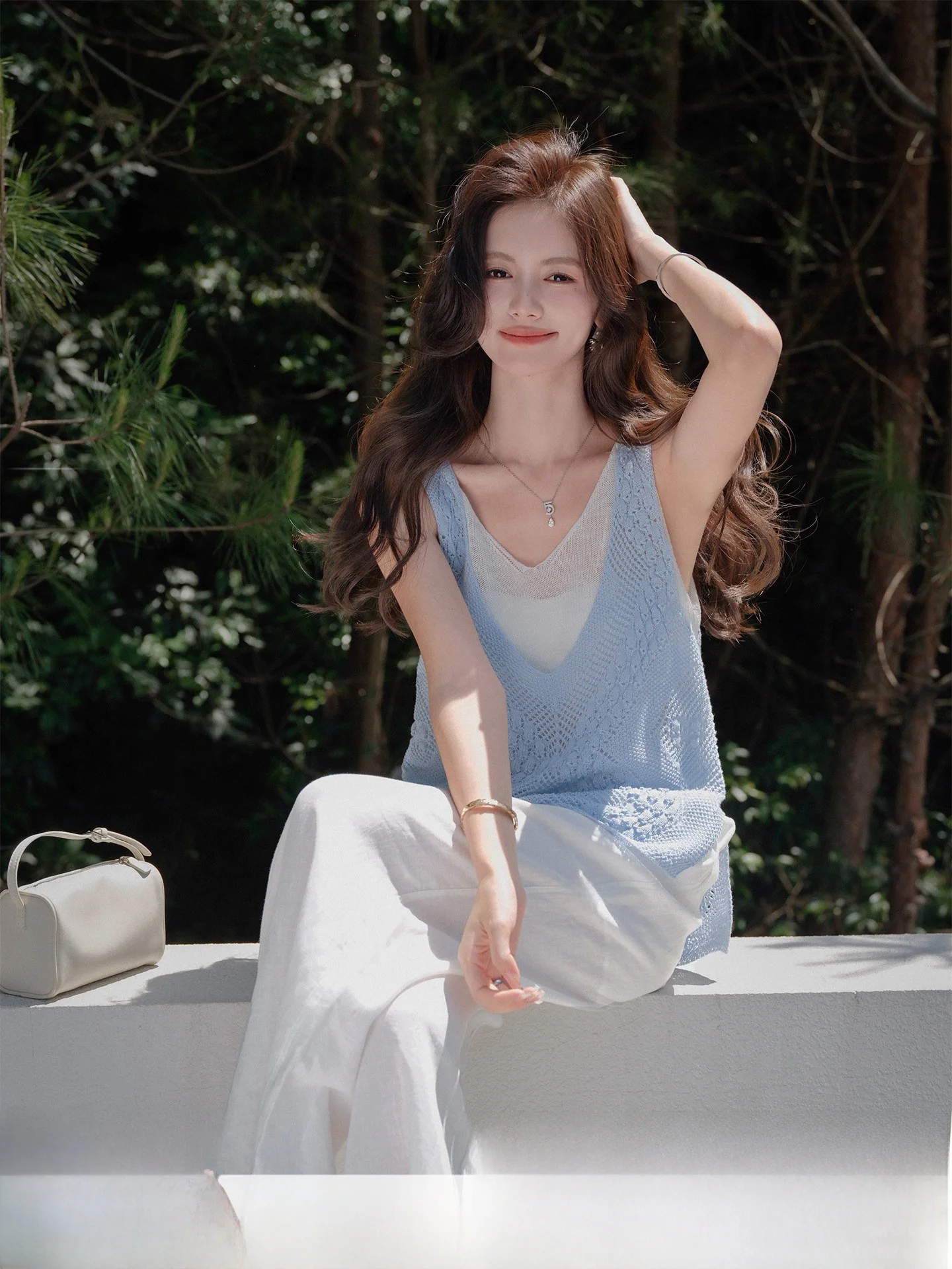 

Summer Casual Sle Hollow out Knitted Vest Women's Svel Top Layering Fake Two-Piece Set Merriweather Matures