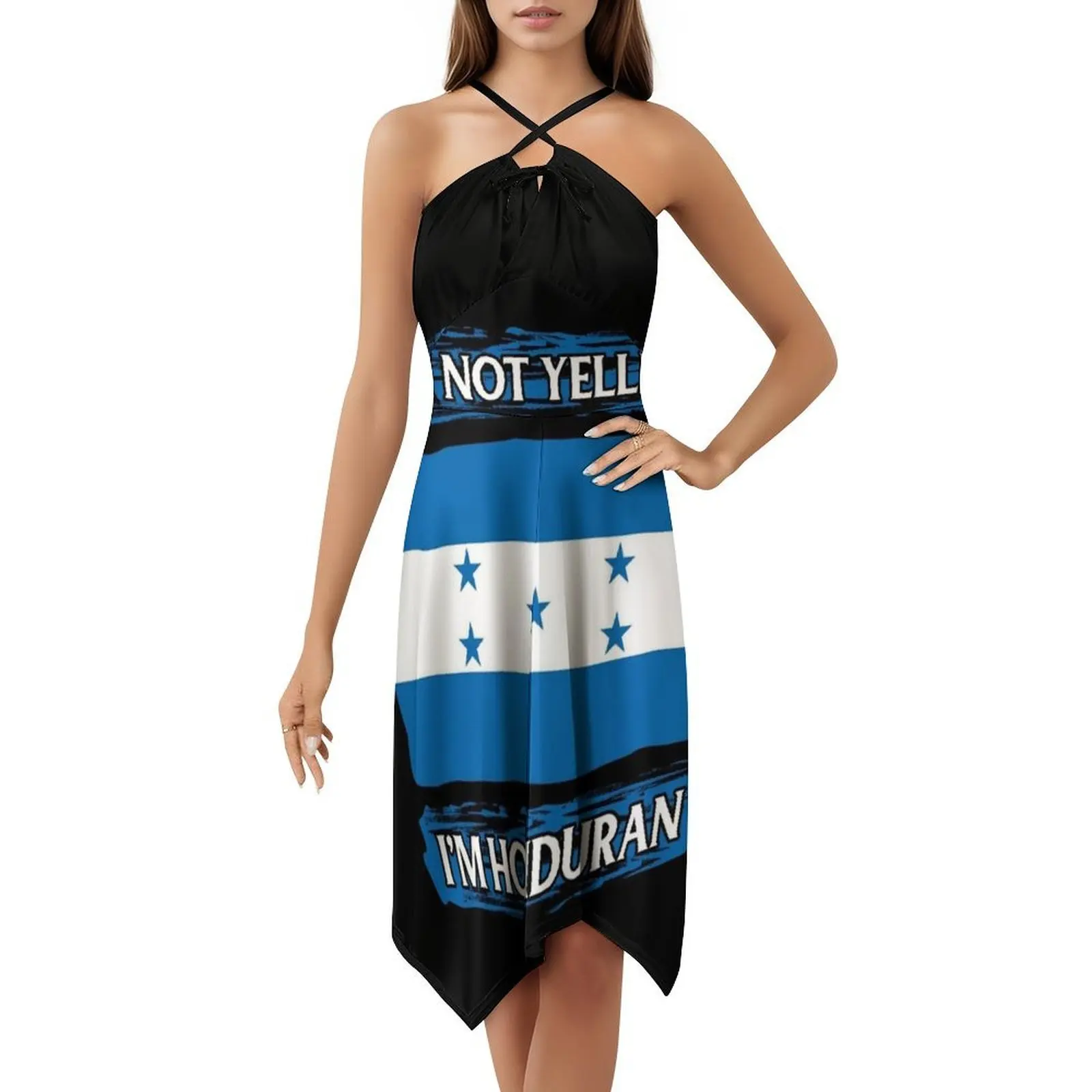 أنا لا أصرخ أنا هندوران هدية مضحكة فستان بوهيمي بدون أكمام متعدد الطباعة شاطئ عطلة فستان الحفلات هندوراس #5