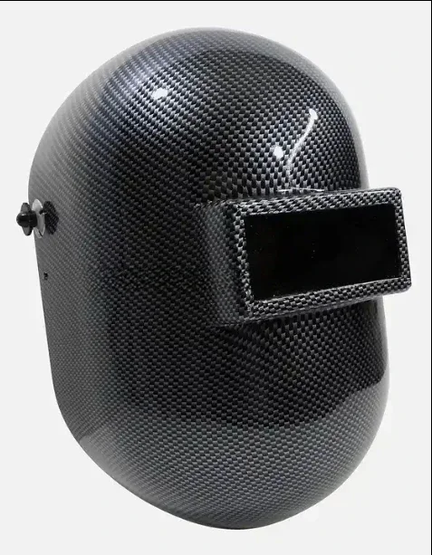 Factory Supplied Custom Made Heat Resistance Unique Pancake Black Carbon Fiber Welding Hood Helmet