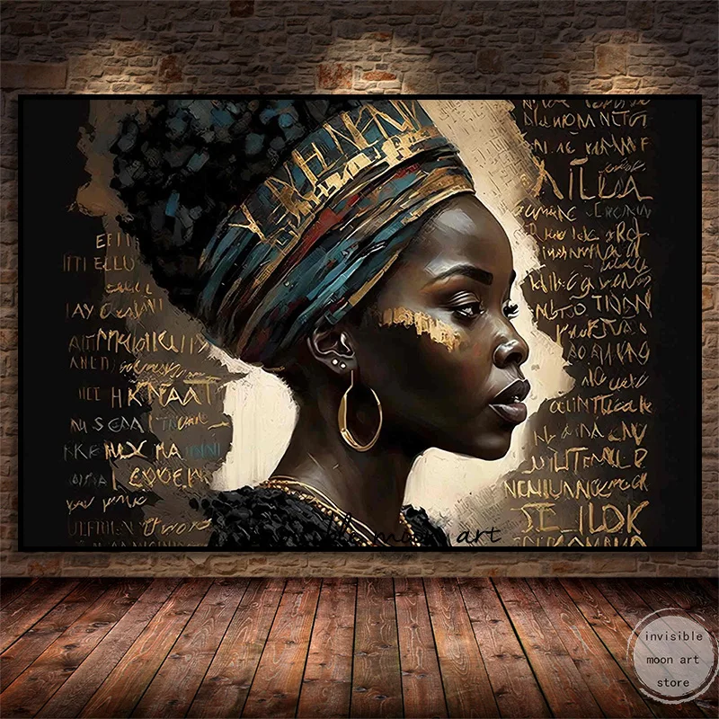 Vintage African Ethnic Woman Black Female Modern Black Girl Art Posters Canvas Painting Wall Prints Pictures for Room Home Decor