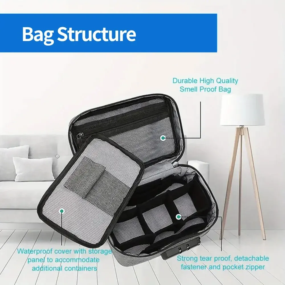 Smell Proof Bag with Combination Lock Container Storage Bag Odorless Travel Storage Safe Smart Stash Case