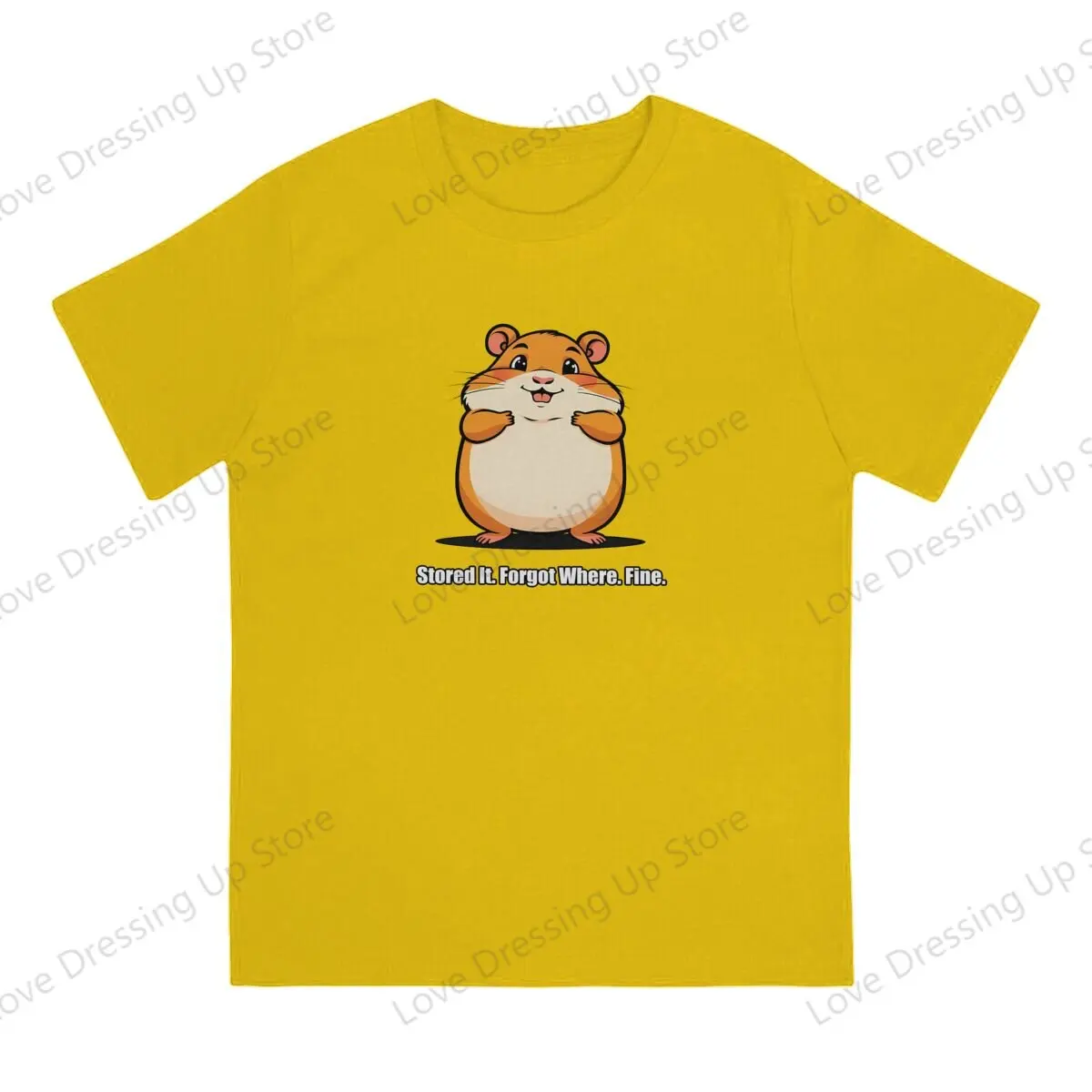 100% Cotton T-shirt Lucky Hamster Loose Men T Shirts Stored It Forgot Where Fine Summer  Street Short Sleeve Top S-6XL