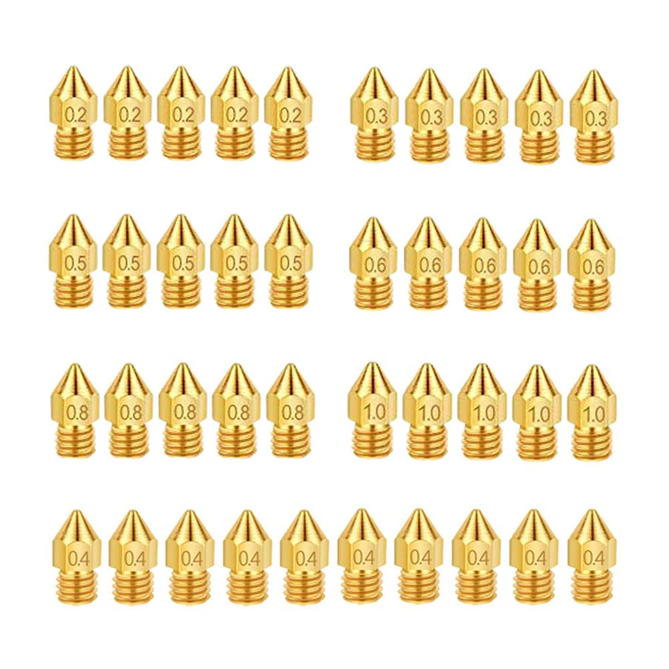 

100pcs 3D Printer Extruder mk8 Nozzles 0.2 0.3 0.4 0.5 0.6 0.8 1.0 mm for Anet A8 Makerbot MK8 Creality CR-10 Ender 3 Ender 5